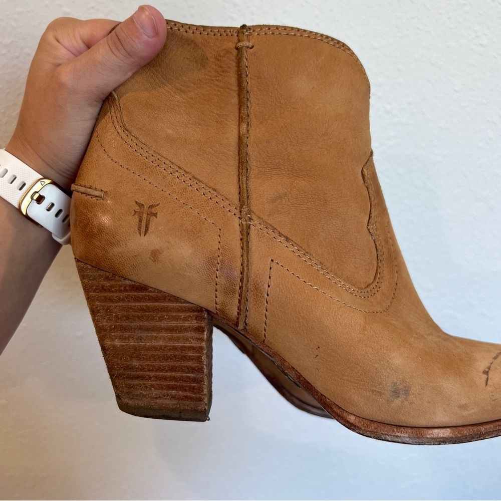FRYE Reina Leather Western Style Zip Up Booties | Women’s Size 7 - Picture 6 of 8
